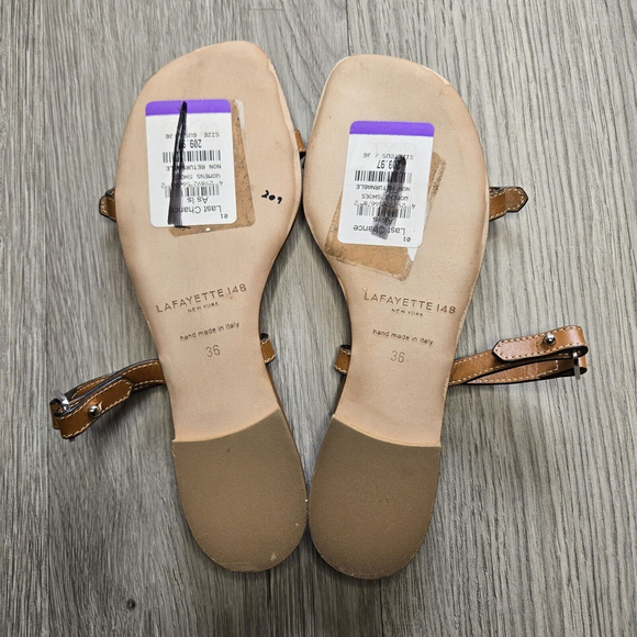 Lafayette 148 New York NEW Marlon Slide Sandal Size EU 36 US 5.5 Brown Leather - Picture 4 of 8